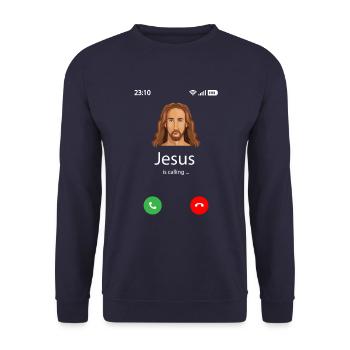 Jesus is calling - Unisex Sweatshirt - navy - Front - Alina (178cm) & Michal (187cm)