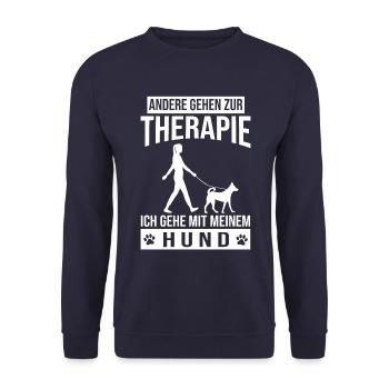 Hund Frauchen Gassi Gehen - Unisex Pullover - Navy - Vorne - Alina (178cm) & Michal (187cm)