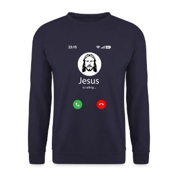 Jesus is calling - Unisex Sweatshirt - navy - Front - Alina (178cm) & Michal (187cm)