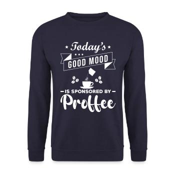 Proffee Spruch Protein Kaffee Lustig Proffee - Unisex Pullover - Navy - Vorne - Alina (178cm) & Michal (187cm)