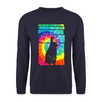 Rabbit Hippie Tie Dye - Unisex Sweatshirt - navy - Front - Alina (178cm) & Michal (187cm)