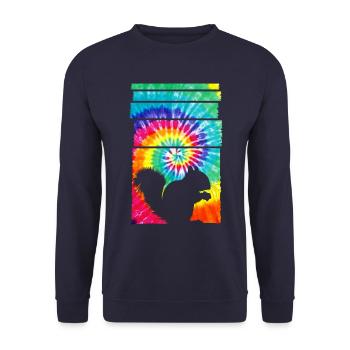 Eichhörnchen Hippie Tie Dye - Unisex Pullover - Navy - Vorne - Alina (178cm) & Michal (187cm)