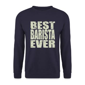 Best Barista ever Barista Gift - Unisex Sweatshirt - navy - Front - Alina (178cm) & Michal (187cm)