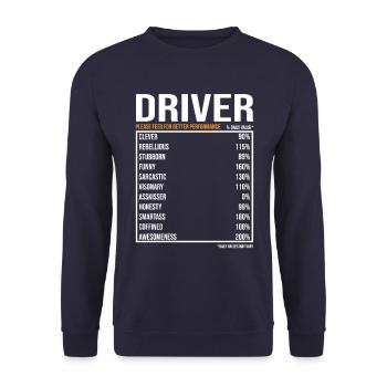 Chauffeur du jour Drôle de chauffeur - Sweat-shirt Unisexe - marine - Devant - Alina (178cm) & Michal (187cm)