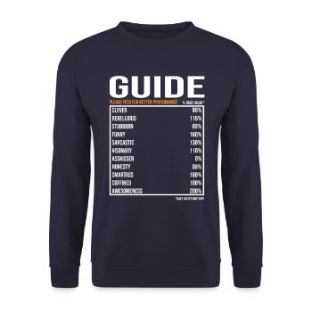 Guide Tourguide Spruch - Unisex Pullover - Navy - Vorne - Alina (178cm) & Michal (187cm)