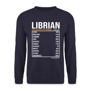 Bibliothécaire Valeurs quotidiennes Drôle Bibliothécaire - Sweat-shirt Unisexe - marine - Devant - Alina (178cm) & Michal (187cm)