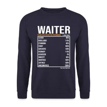 Kellner Spruch Kellner Geschenk - Unisex Pullover - Navy - Vorne - Alina (178cm) & Michal (187cm)