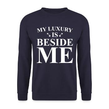 Partner Freund Freundin Spruch - Unisex Pullover - Navy - Vorne - Alina (178cm) & Michal (187cm)