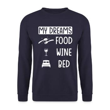 Food Wine Sleep - Unisex Sweatshirt - navy - Front - Alina (178cm) & Michal (187cm)