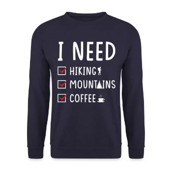 Hiking Mountains Coffee - Unisex Sweatshirt - navy - Front - Alina (178cm) & Michal (187cm)