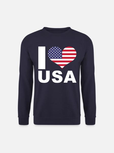 Rakastan Usa:n sydänlippua Usa - Unisex svetaripaita - laivasto sininen