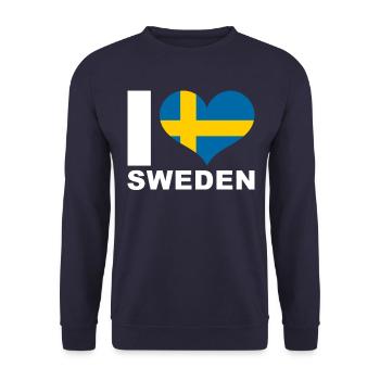 Ich liebe Schweden Herz Flagge Schweden - Unisex Pullover - Navy - Vorne - Alina (178cm) & Michal (187cm)