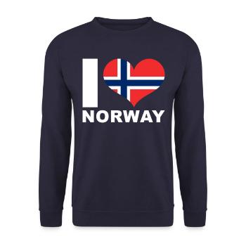 Ich liebe Norwegen Herz Flagge Norwegen - Unisex Pullover - Navy - Vorne - Alina (178cm) & Michal (187cm)