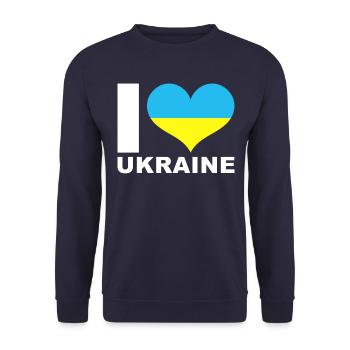 Ich liebe Ukraine Herz Flagge Ukraine - Unisex Pullover - Navy - Vorne - Alina (178cm) & Michal (187cm)