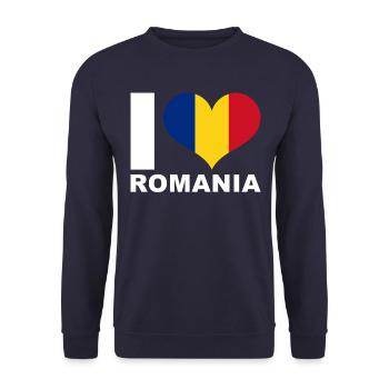 J’aime la Roumanie drapeau du cœur Roumanie - Sweat-shirt Unisexe - marine - Devant - Alina (178cm) & Michal (187cm)