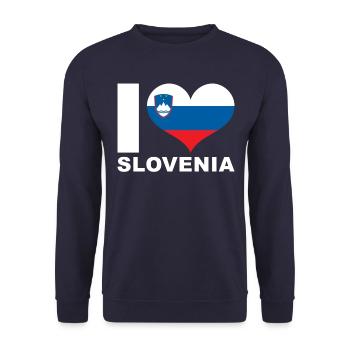 I love Slovenia heart flag Slovenia - Unisex Sweatshirt - navy - Front - Alina (178cm) & Michal (187cm)