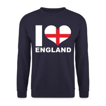 J’aime l’Angleterre drapeau du cœur Angleterre - Sweat-shirt Unisexe - marine - Devant - Alina (178cm) & Michal (187cm)