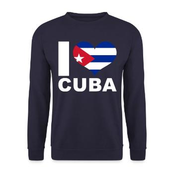 J’aime Cuba drapeau du cœur Cuba - Sweat-shirt Unisexe - marine - Devant - Alina (178cm) & Michal (187cm)