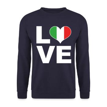 Ich liebe Italien Herz Flagge Italien - Unisex Pullover - Navy - Vorne - Alina (178cm) & Michal (187cm)