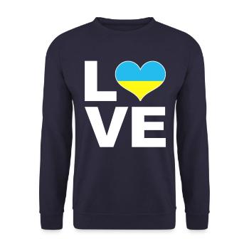 Ich liebe Ukraine Herz Flagge Ukraine - Unisex Pullover - Navy - Vorne - Alina (178cm) & Michal (187cm)