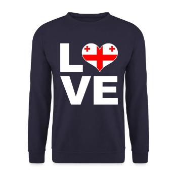 J’aime le drapeau du cœur de la Géorgie - Sweat-shirt Unisexe - marine - Devant - Alina (178cm) & Michal (187cm)