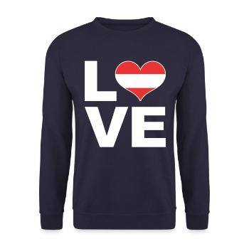 I love Austria Heart Flag Austria - Unisex Sweatshirt - navy - Front - Alina (178cm) & Michal (187cm)