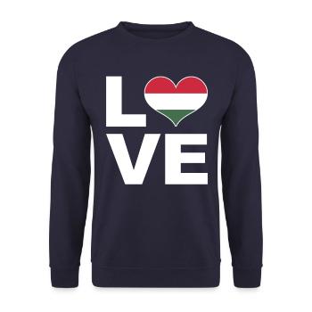 J’aime la Hongrie Heart Flag Hongrie - Sweat-shirt Unisexe - marine - Devant - Alina (178cm) & Michal (187cm)