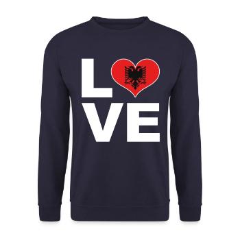 J’aime l’Albanie drapeau du cœur Albanie - Sweat-shirt Unisexe - marine - Devant - Alina (178cm) & Michal (187cm)