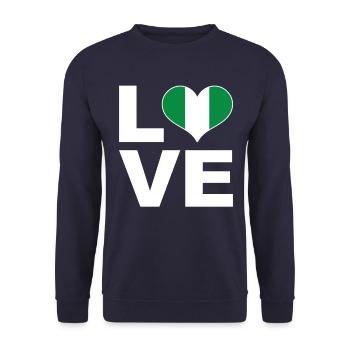 J’aime le drapeau du cœur du Nigeria - Sweat-shirt Unisexe - marine - Devant - Alina (178cm) & Michal (187cm)