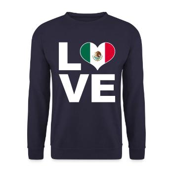 I love Mexico heart flag Mexico - Unisex Sweatshirt - navy - Front - Alina (178cm) & Michal (187cm)