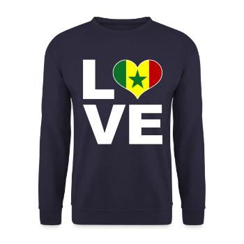 J’adore le drapeau du cœur du Sénégal Sénégal - Sweat-shirt Unisexe - marine - Devant - Alina (178cm) & Michal (187cm)