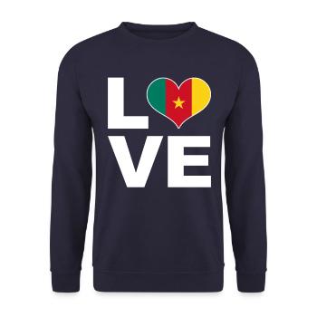 J’aime le cameroun drapeau du cœur Cameroun - Sweat-shirt Unisexe - marine - Devant - Alina (178cm) & Michal (187cm)