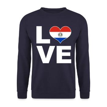 Ich liebe Paraguay Herz Flagge Paraguay - Unisex Pullover - Navy - Vorne - Alina (178cm) & Michal (187cm)