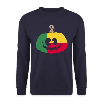Ungarn Halloween Kürbis - Unisex Pullover - Navy - Vorne - Alina (178cm) & Michal (187cm)