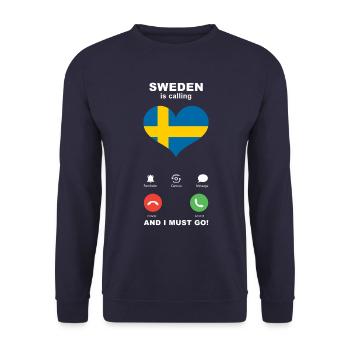 La Suède appelle Sweden Heart Souvenir - Sweat-shirt Unisexe - marine - Devant - Alina (178cm) & Michal (187cm)