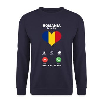 Romania is calling Romania Heart Souvenir - Unisex Sweatshirt - navy - Front - Alina (178cm) & Michal (187cm)