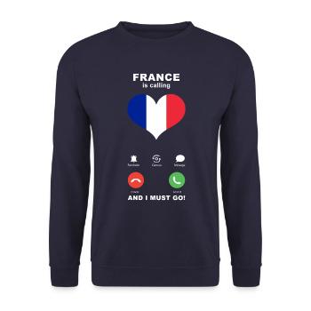 France is calling France Heart Souvenir - Unisex Sweatshirt - navy - Front - Alina (178cm) & Michal (187cm)