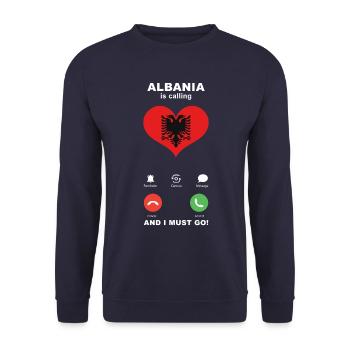 L’Albanie appelle Albania Heart Souvenir - Sweat-shirt Unisexe - marine - Devant - Alina (178cm) & Michal (187cm)