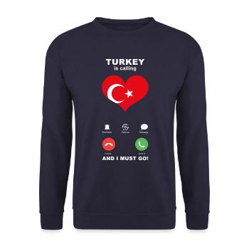 Turkey is calling Turkey Heart Souvenir - Unisex Sweatshirt - navy - Front - Alina (178cm) & Michal (187cm)