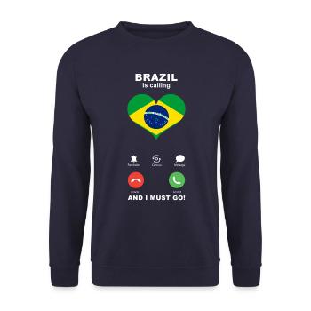 Brazil is calling Brazil Heart Souvenir - Unisex Sweatshirt - navy - Front - Alina (178cm) & Michal (187cm)
