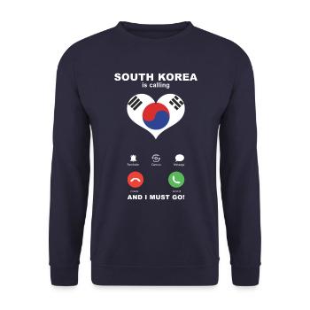La Corée du Sud appelle South Korea Heart Souvenir - Sweat-shirt Unisexe - marine - Devant - Alina (178cm) & Michal (187cm)