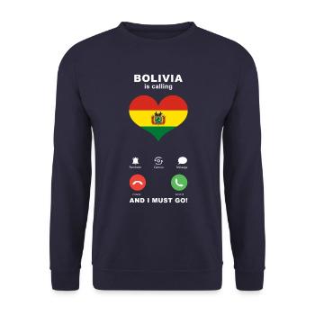 Bolivia is calling Bolivia Heart Souvenir - Unisex Sweatshirt - navy - Front - Alina (178cm) & Michal (187cm)