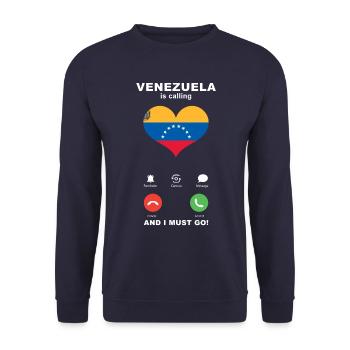 Venezuela is calling Venezuela Heart Souvenir - Unisex Sweatshirt - navy - Front - Alina (178cm) & Michal (187cm)