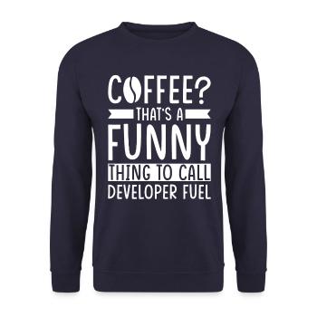Developer Coffee Slogan Software Developer - Unisex Sweatshirt - navy - Front - Alina (178cm) & Michal (187cm)