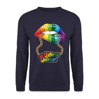 Waage Sternzeichen Geschenk Waage - Unisex Pullover - Navy - Vorne - Alina (178cm) & Michal (187cm)