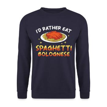 Spaghetti Bolognese - Unisex Sweatshirt - navy - Front - Alina (178cm) & Michal (187cm)