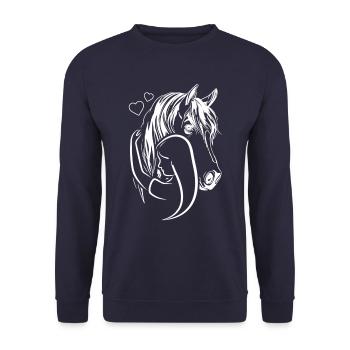 Reiterin Pferde Mädchen Lineart Pferd - Unisex Pullover - Navy - Vorne - Alina (178cm) & Michal (187cm)