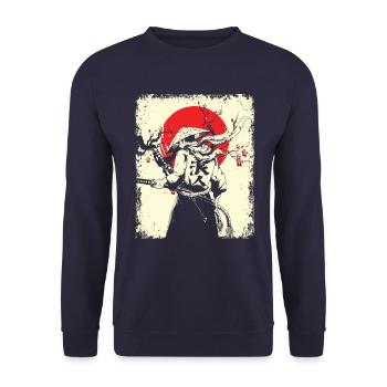 Samurai - Unisex Sweatshirt - navy - Front - Alina (178cm) & Michal (187cm)