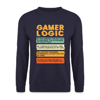 Gamer Logic Gaming - Unisex Sweatshirt - navy - Front - Alina (178cm) & Michal (187cm)
