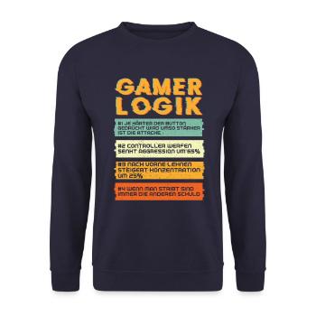 Gamer Logic Gaming - Unisex Sweatshirt - navy - Front - Alina (178cm) & Michal (187cm)